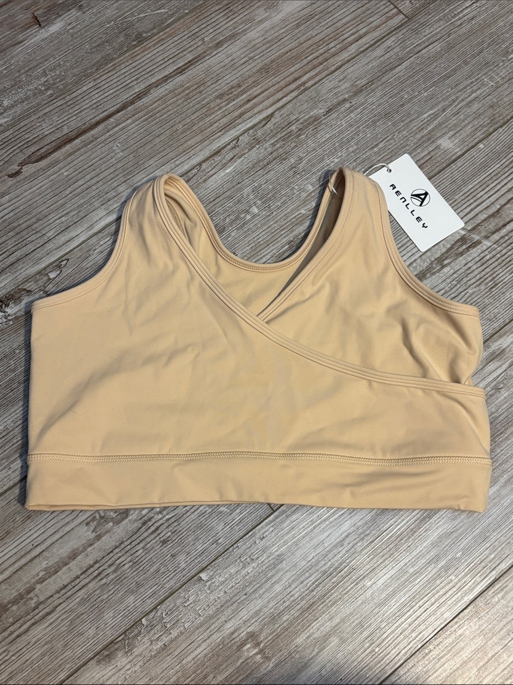 Aenlley Beige Wrap-Style Sports Bra‎